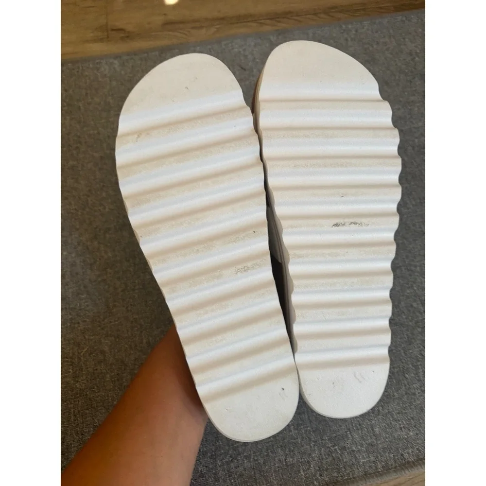Reef Cushion Vista Hi White Platform Slide Sandals Womens 10 Cork Footbed